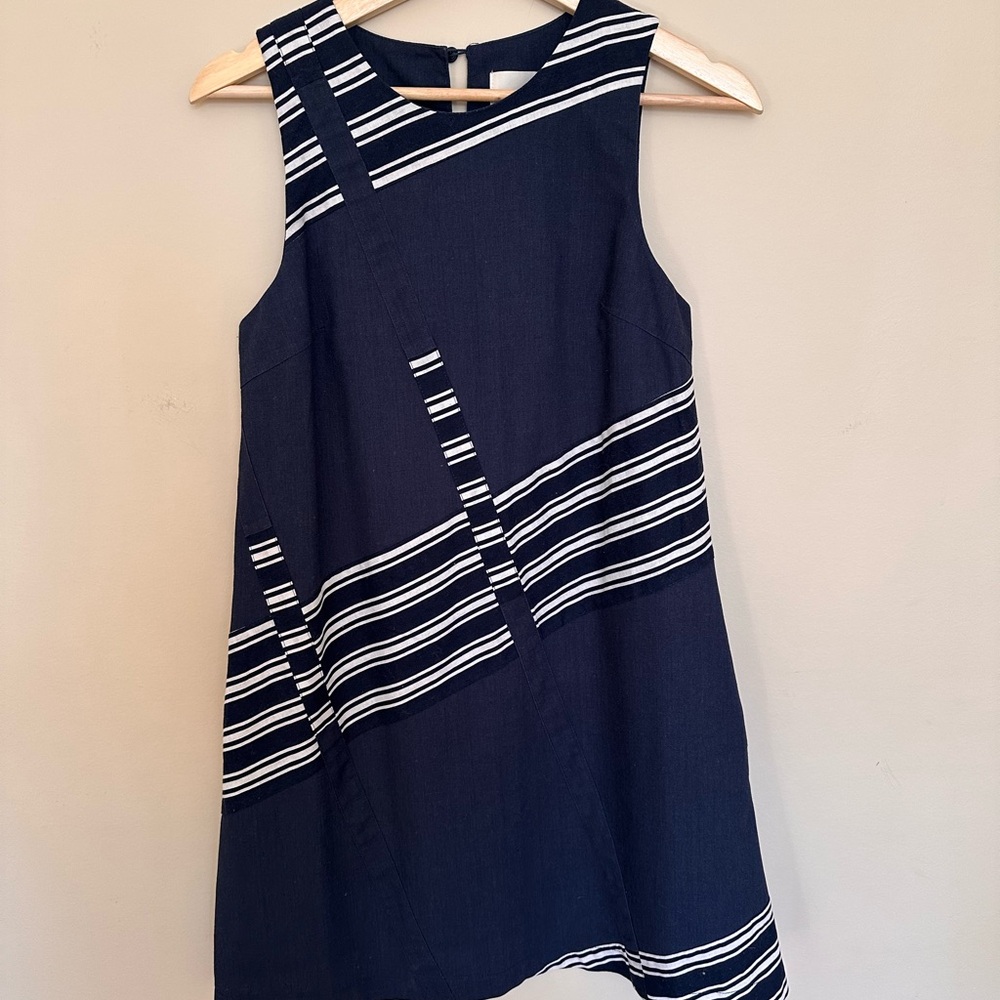 Maeve Navy and White Striped Dress